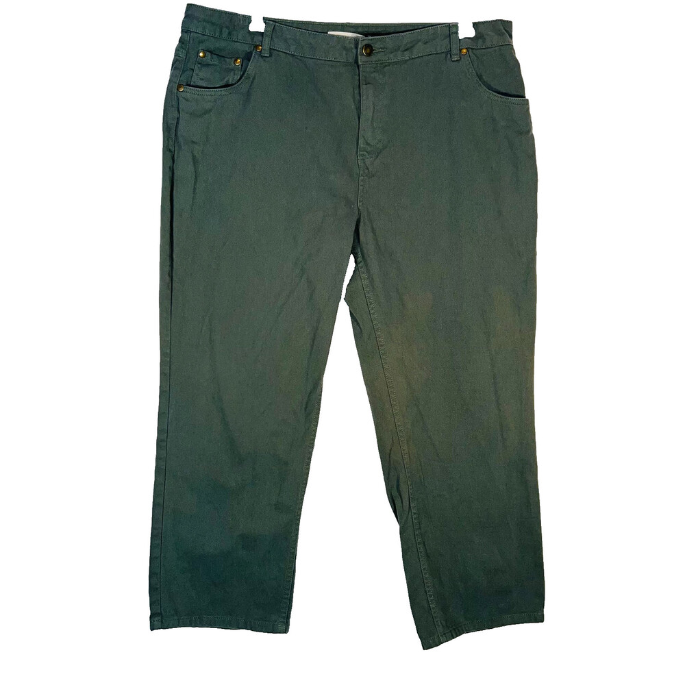 Woman Within Jeans Womens 16W Petite Sage Green Wide Leg 5-Pocket